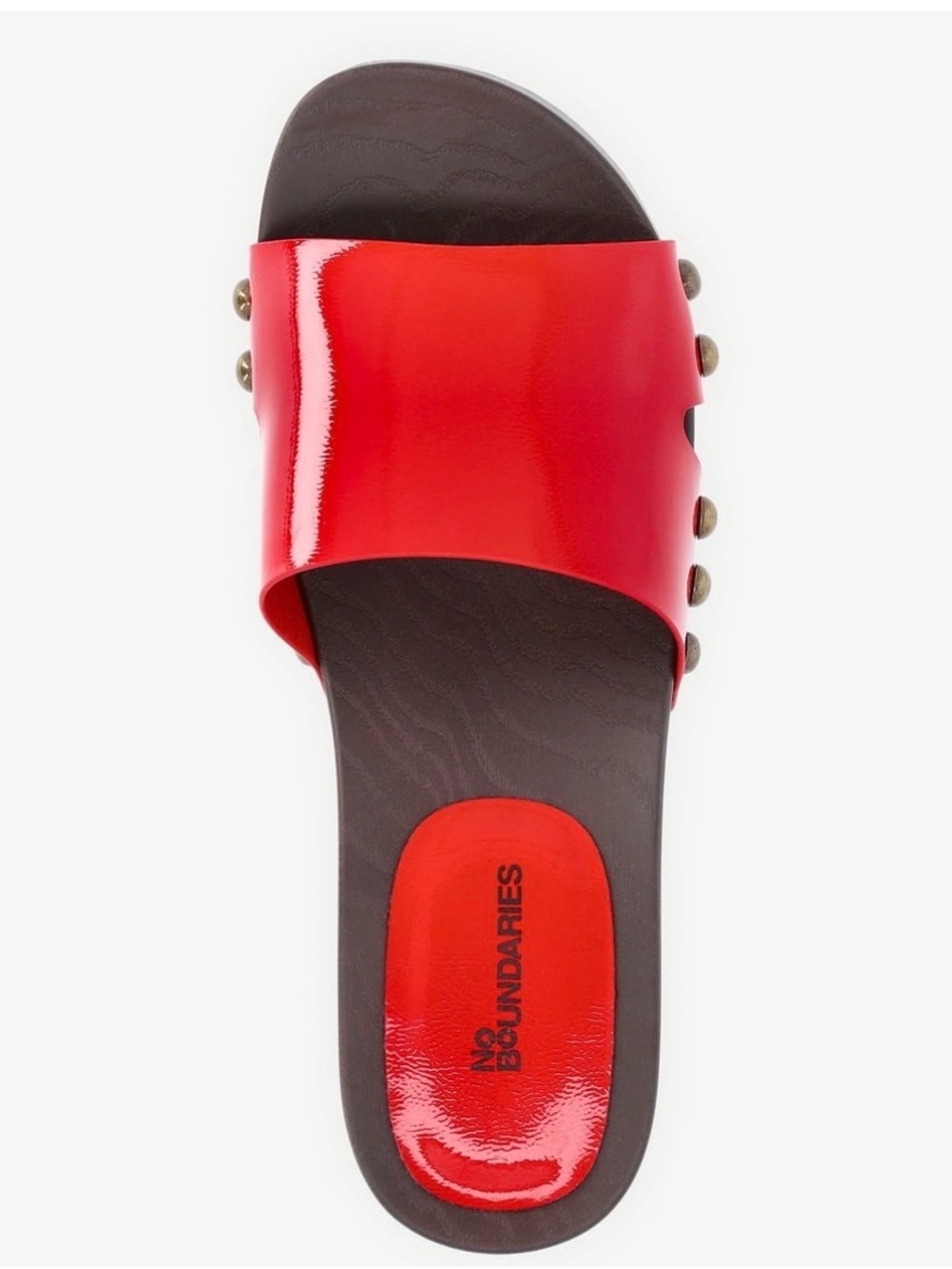 NEW No Boundaries Red Patent Slide with Stud Details/women size 6